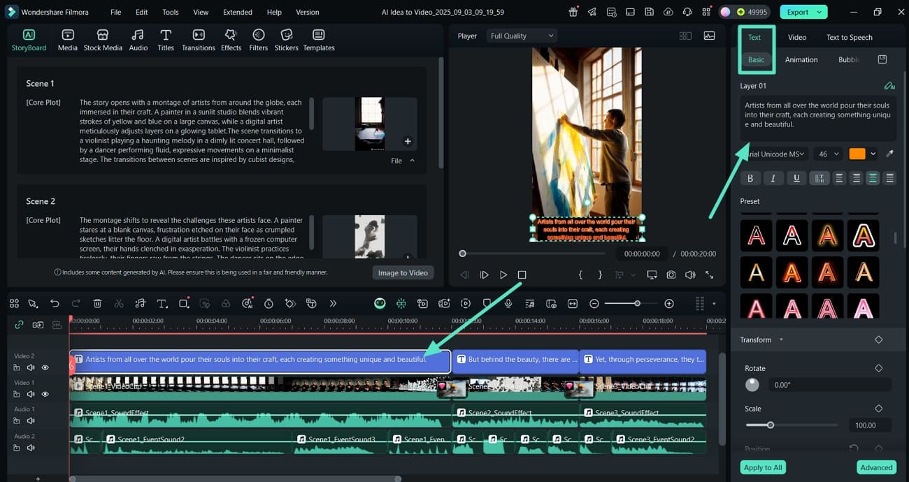 edit text properties