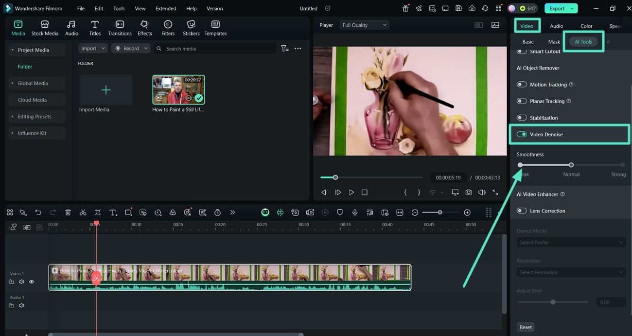 apply video denoise function