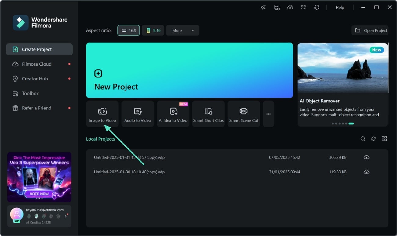start with image to video feature