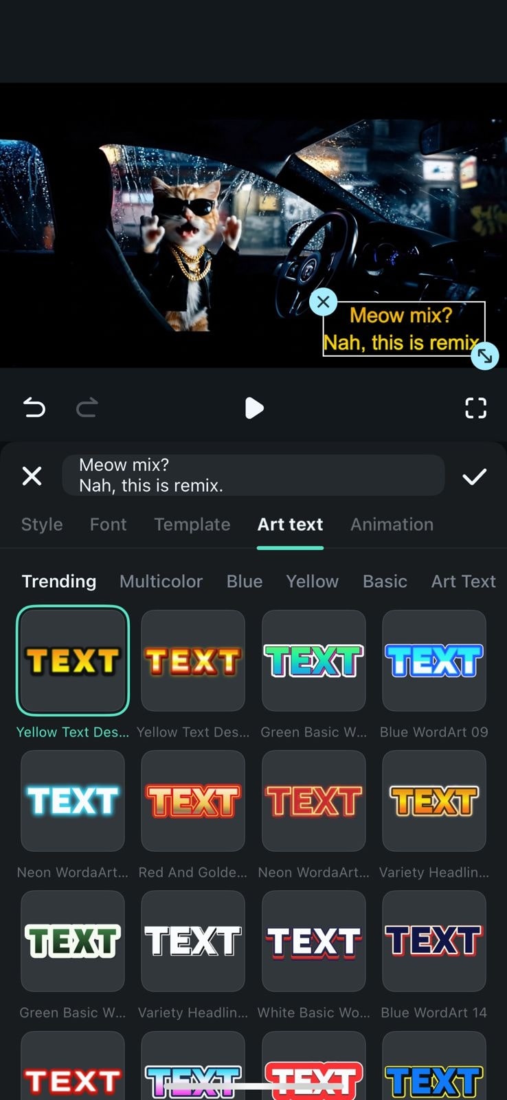 overlay text in filmora app