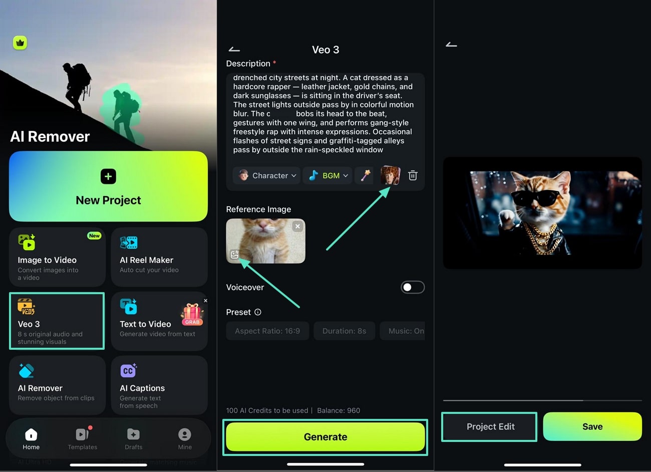 create video with veo 3 filmora app