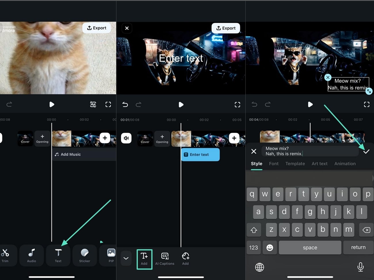 include video caption filmora app