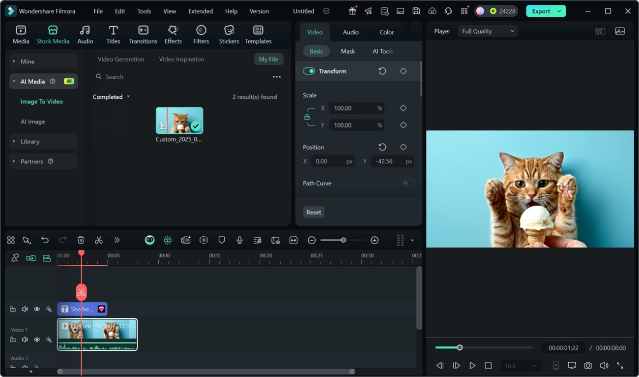 ai image to video filmora