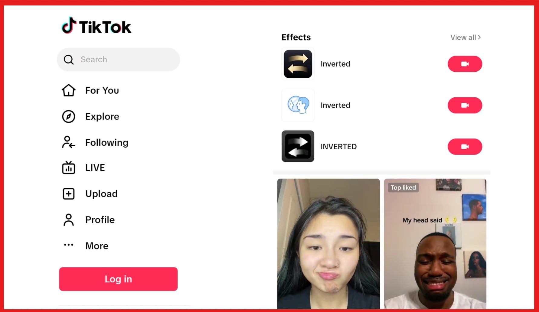 tiktok face inverted filter