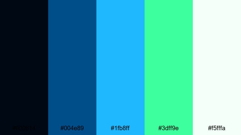 ion drift horizon blue neon green color palette with hex codes