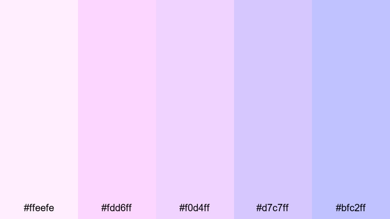 iridescent fairy glow pastel pink purple color palette with hex codes