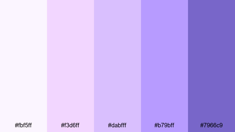 iridescent fairy glow violet purple color palette with hex codes