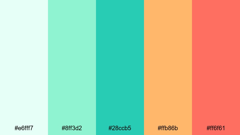island citrus wave blue mint green color palette with hex codes
