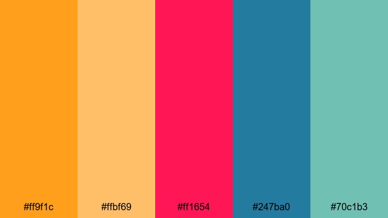 island mango sunrise summer color palette with hex codes