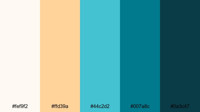 island villa poolside mediterranean color palette with hex codes