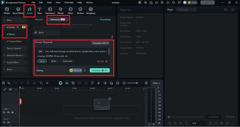 use filmora ai music tool 