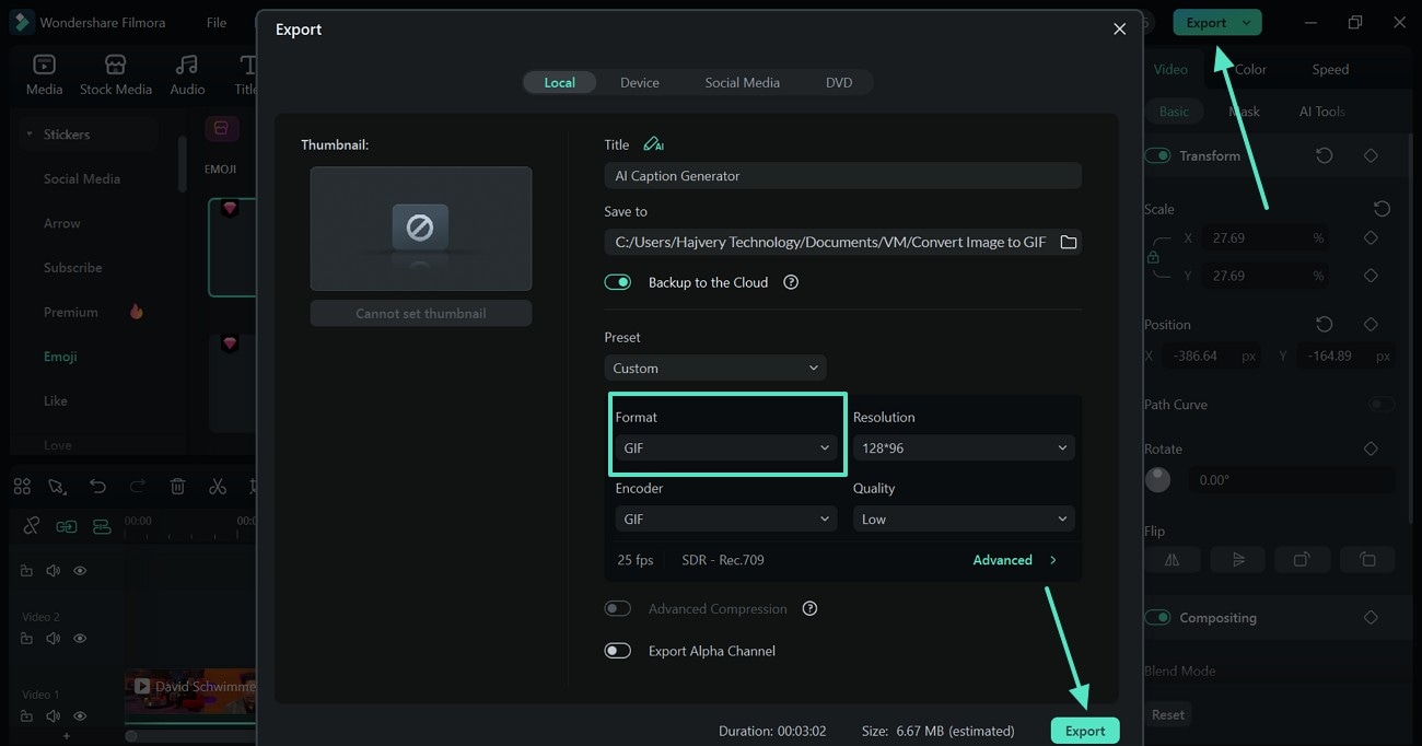 export jpg as gif