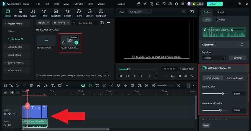 drag ai voice clip to timeline