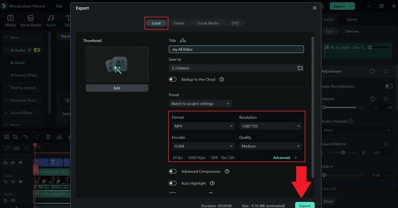 export and save your video