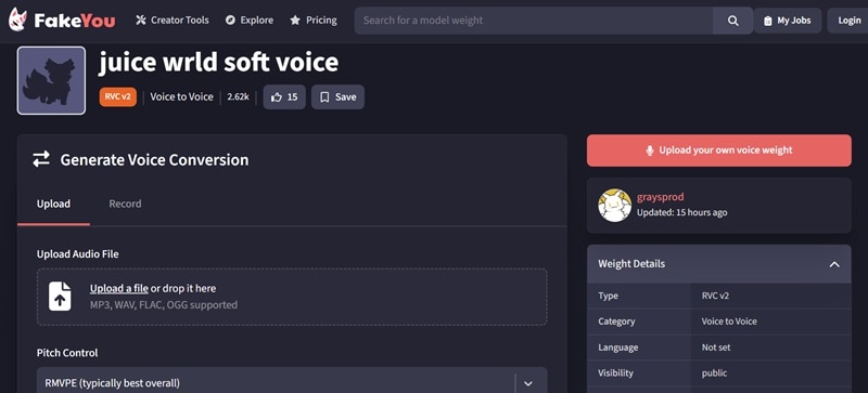 fakeyoujuice wrld ai voice generator