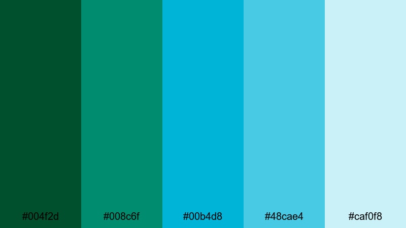 jungle pool party teal green blue color palette with hex codes
