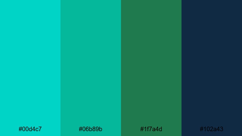 jungle pool vibes bright turquoise color palette with hex codes