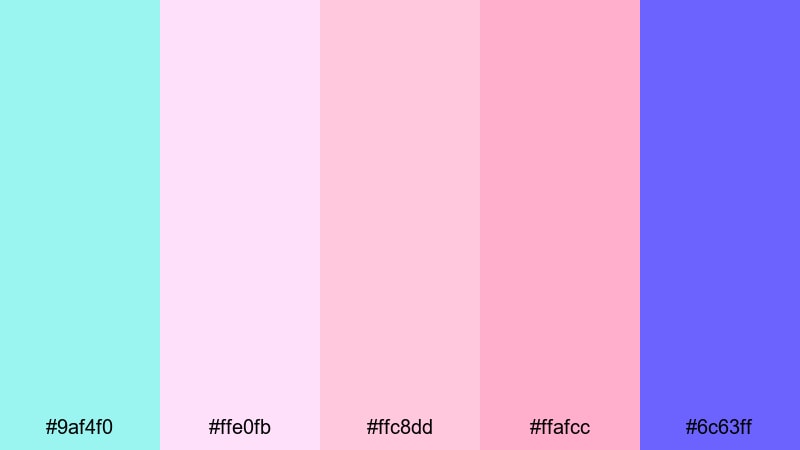 k pop candy mint mint blue color palette with hex codes