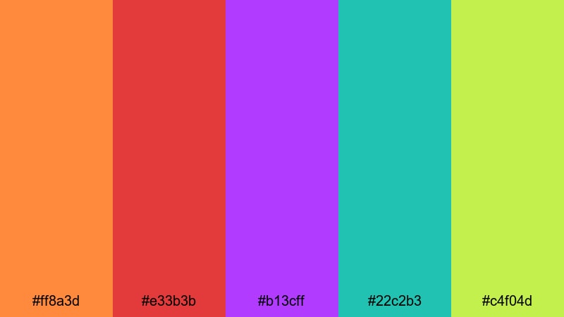 kaleidoscope drum circle hippie color palette with hex codes