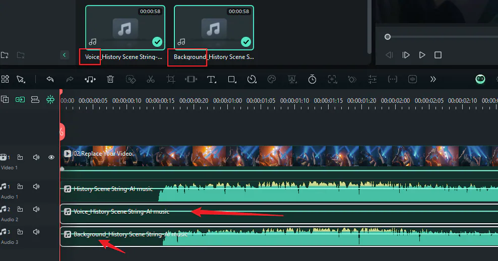 generate two separated tracks