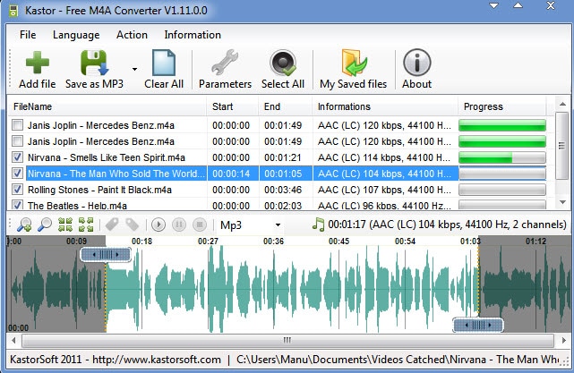 Convertidor M4A gratuito KastorSoft V1.11 