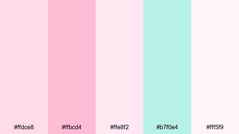 kawaii blush moments pale pink color palette with hex codes