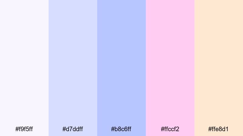 kawaii cloud streams lavender blue color palette with hex codes
