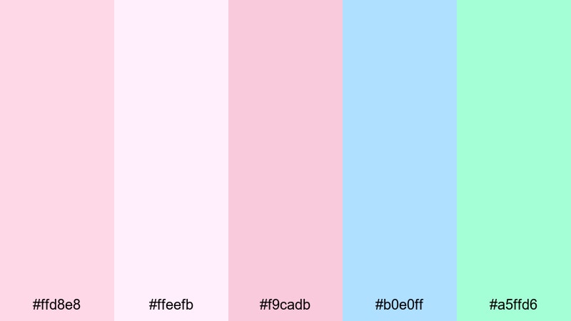 kawaii desk setup light pink color palette with hex codes