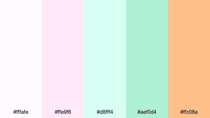 kawaii desk setup mint green color palette with hex codes