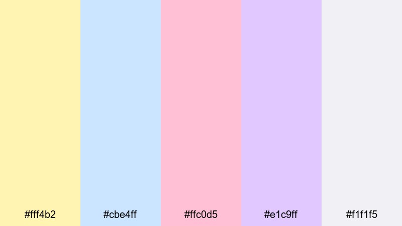 kawaii notebook scribbles pastel yellow color palette with hex codes