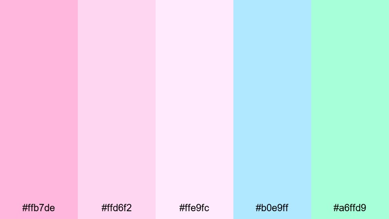 kawaii storytime cotton candy color palette with hex codes