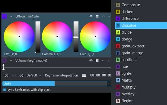 various effects in kdenlive software