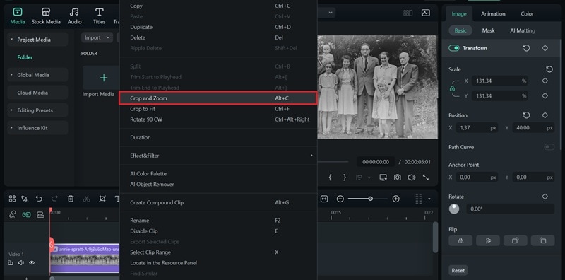 select filmora crop and zoom