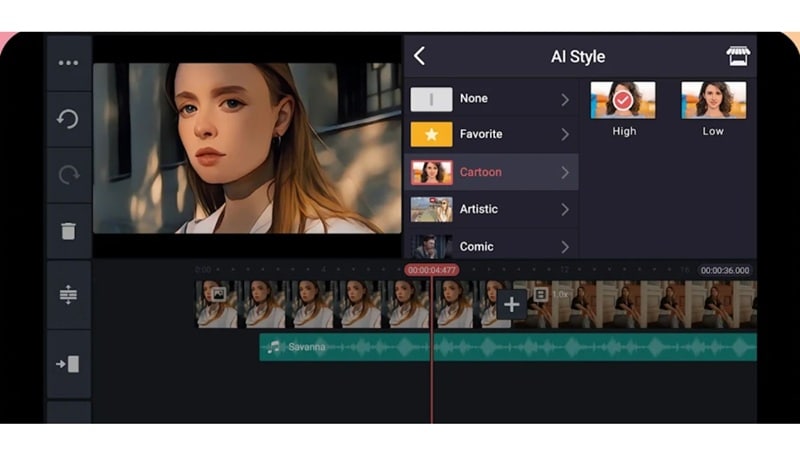 result of kinemaster ai style feature