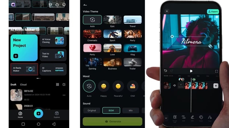 filmora mobile ai reel maker feature
