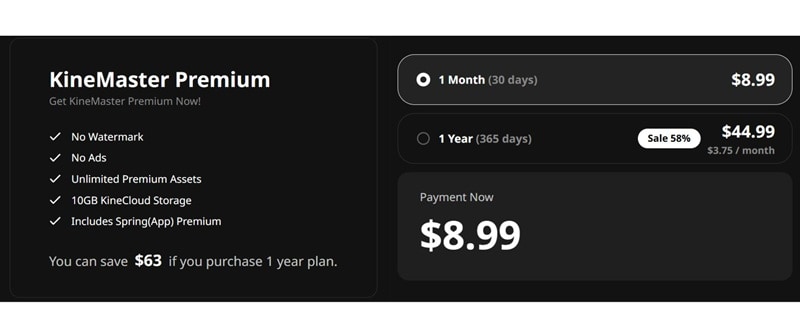 kinemaster premium price