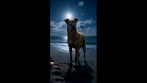 dog with cool night effects