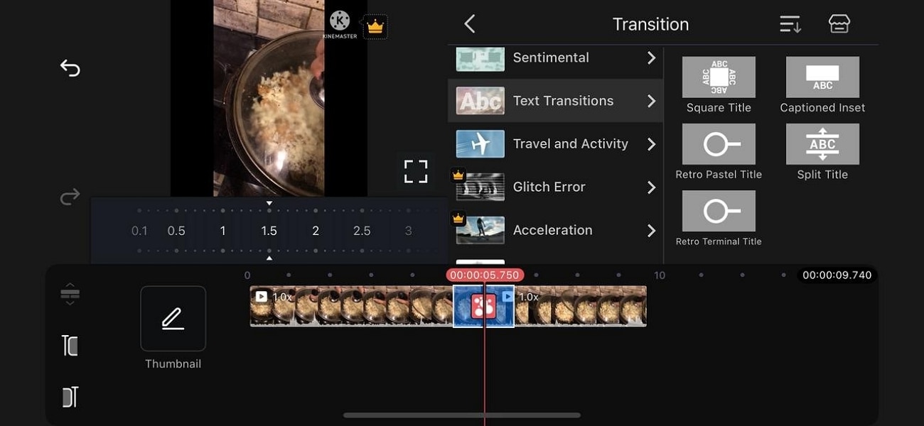 add text transitions kinemaster