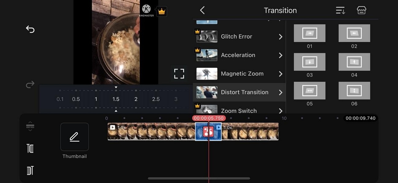utilize distort transition on video