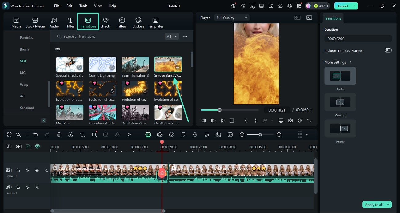  apply transitions and view results
