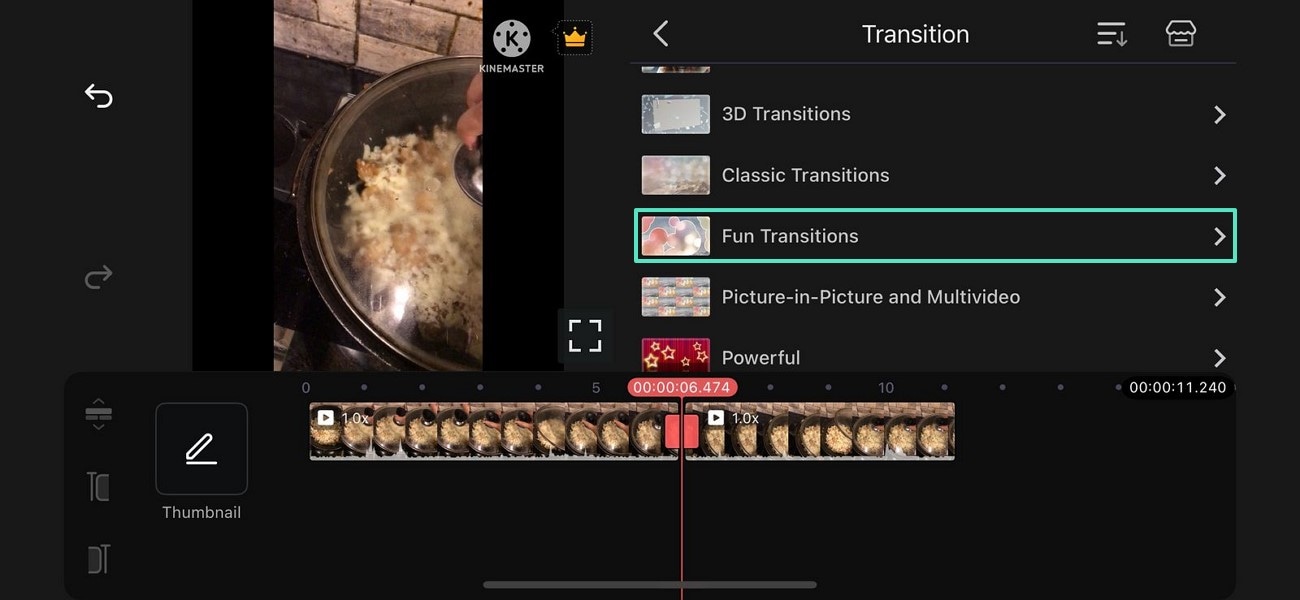 add transitions to video