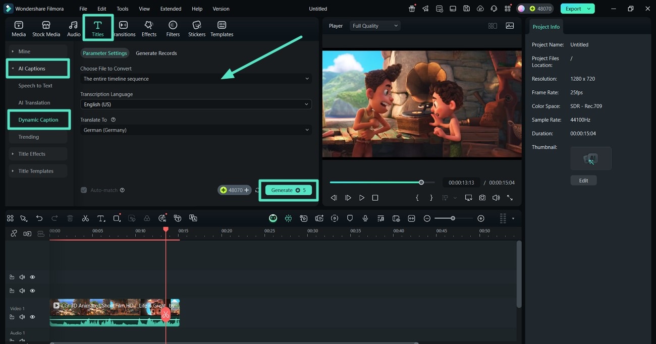 generate ai dynamic captions