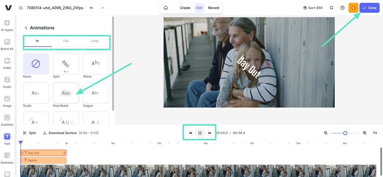 apply animation on text