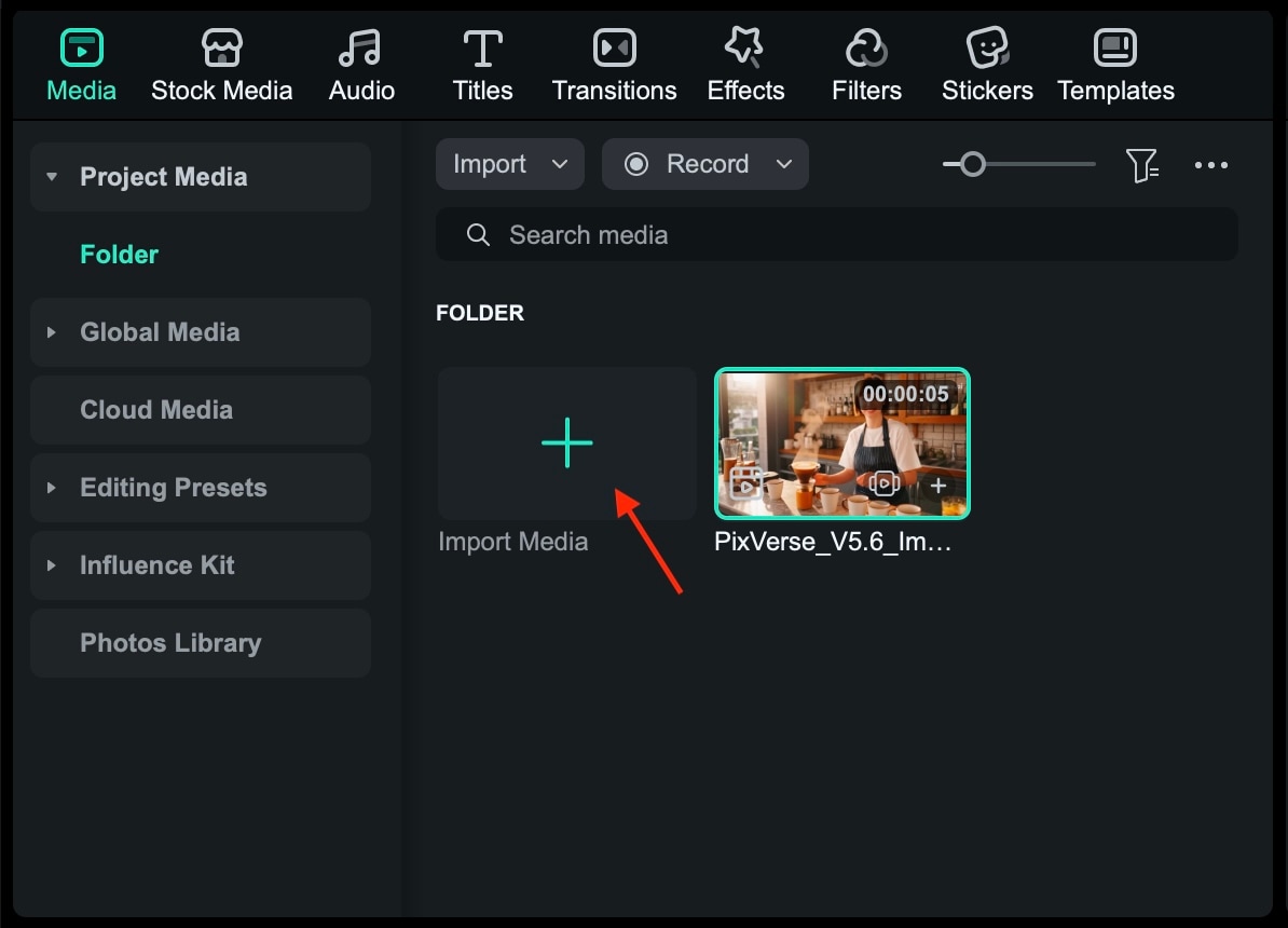 import media to filmora