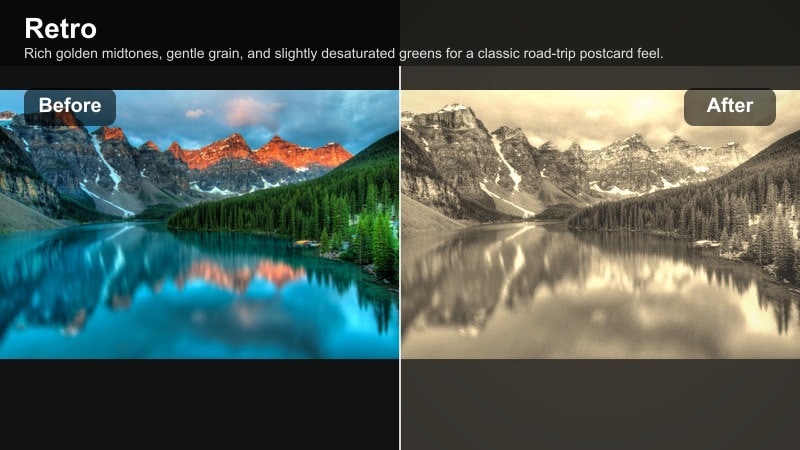 Golden highway landscape with Kodak-style vintage tones