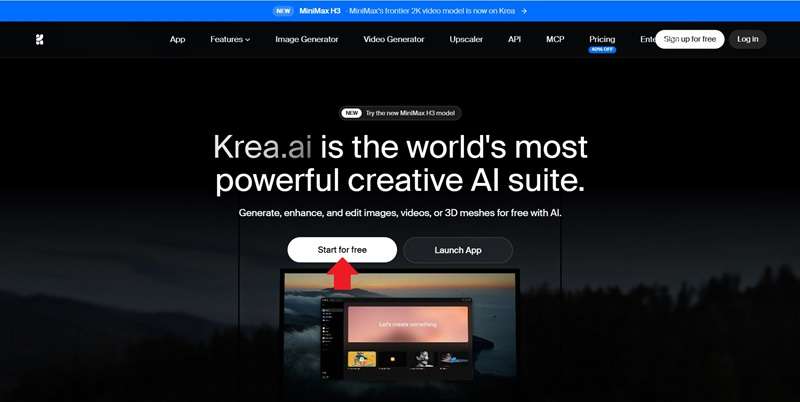 krea ai on web