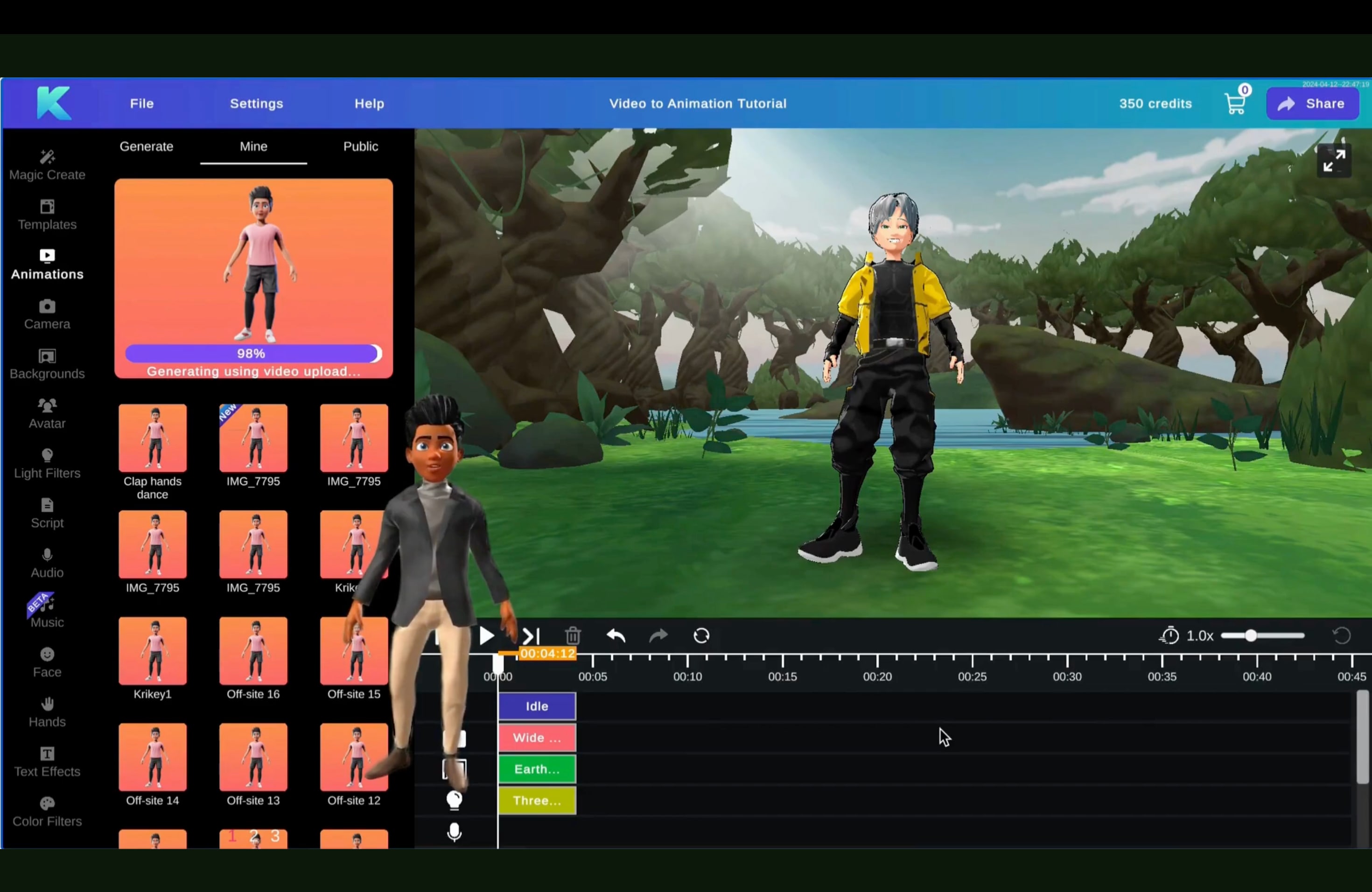 krikey ai character selection