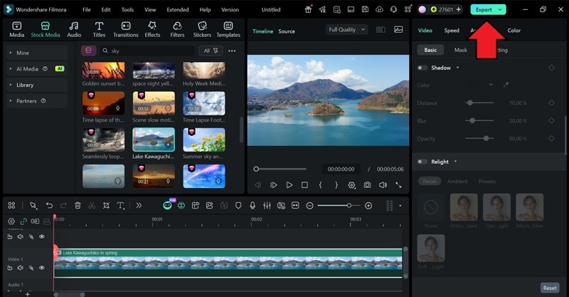 select export in filmora