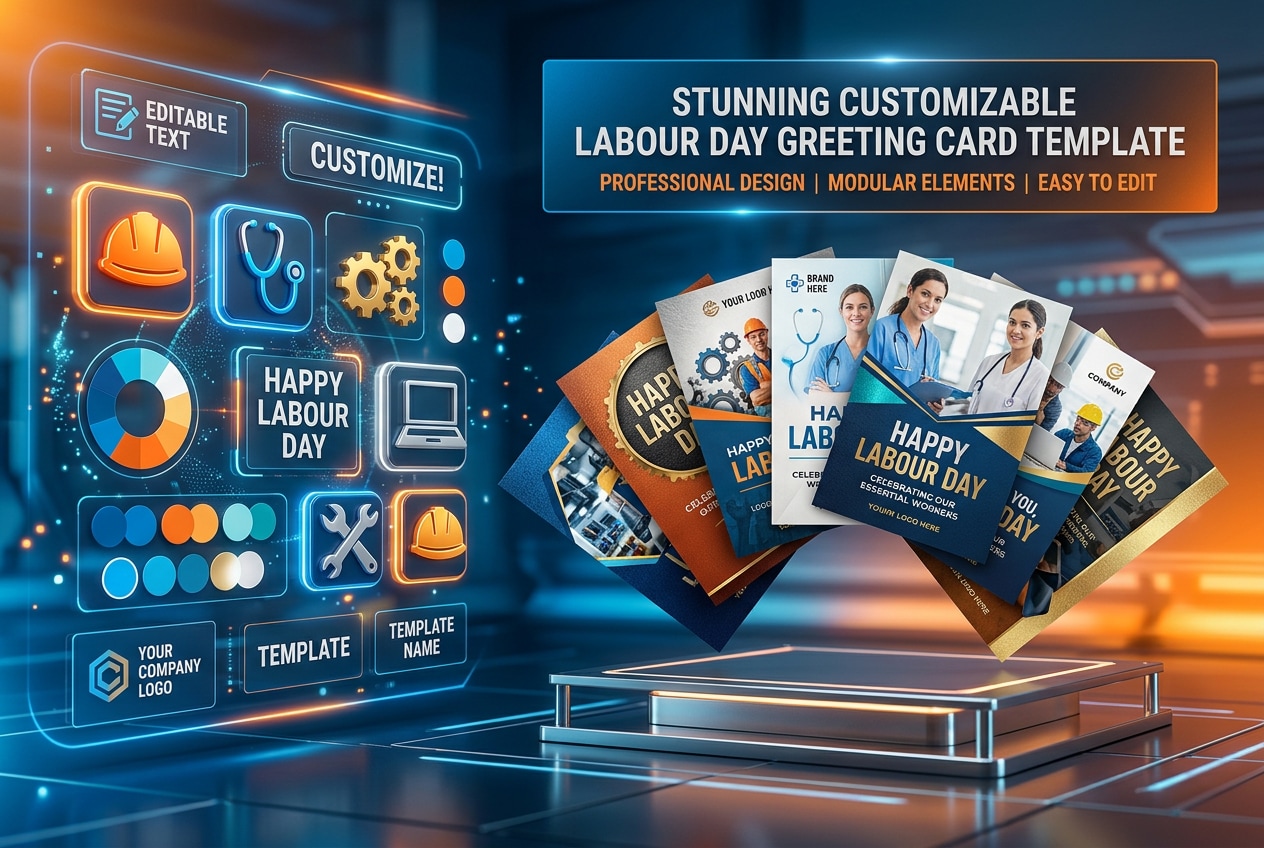 Design customizable Labour Day card AI template