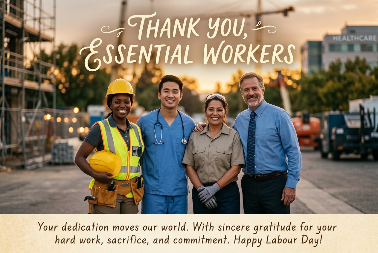 Create Labour Day thank you card AI photo